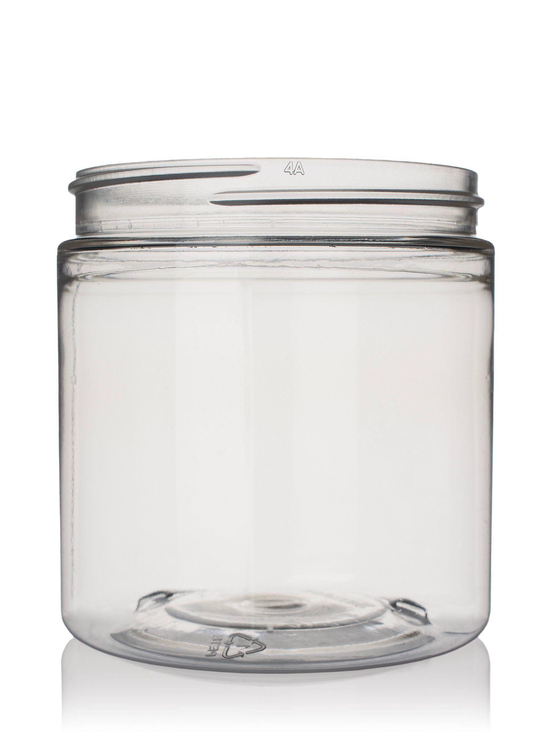 Clear PET plastic jar with straight sides and wide-mouth opening