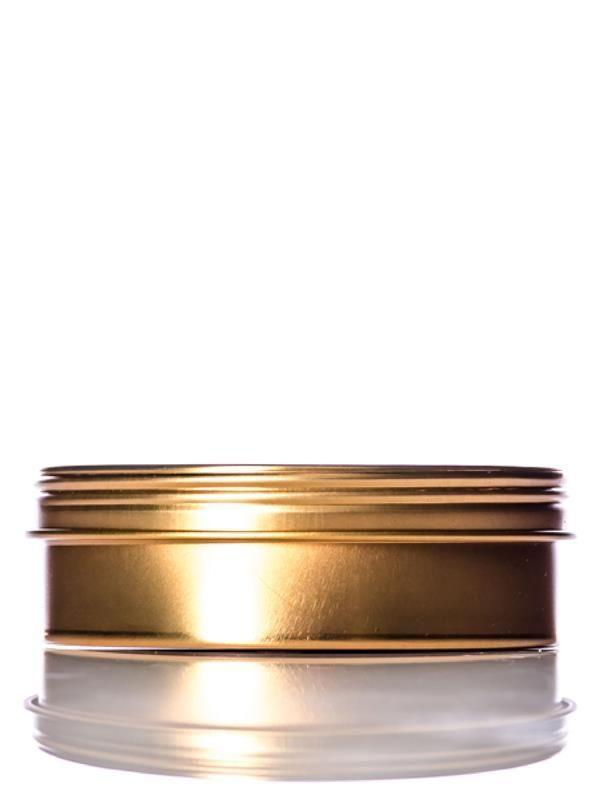 Metal screw cap with brushed gold finish and ribbed sides